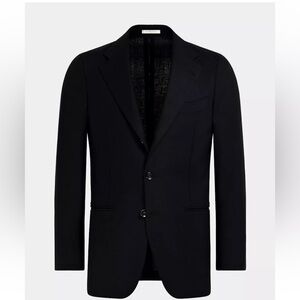 NWT Suitsupply Blazer Black Havana Pure 4-Ply Traveller Wool Slim Unlined Sz 40